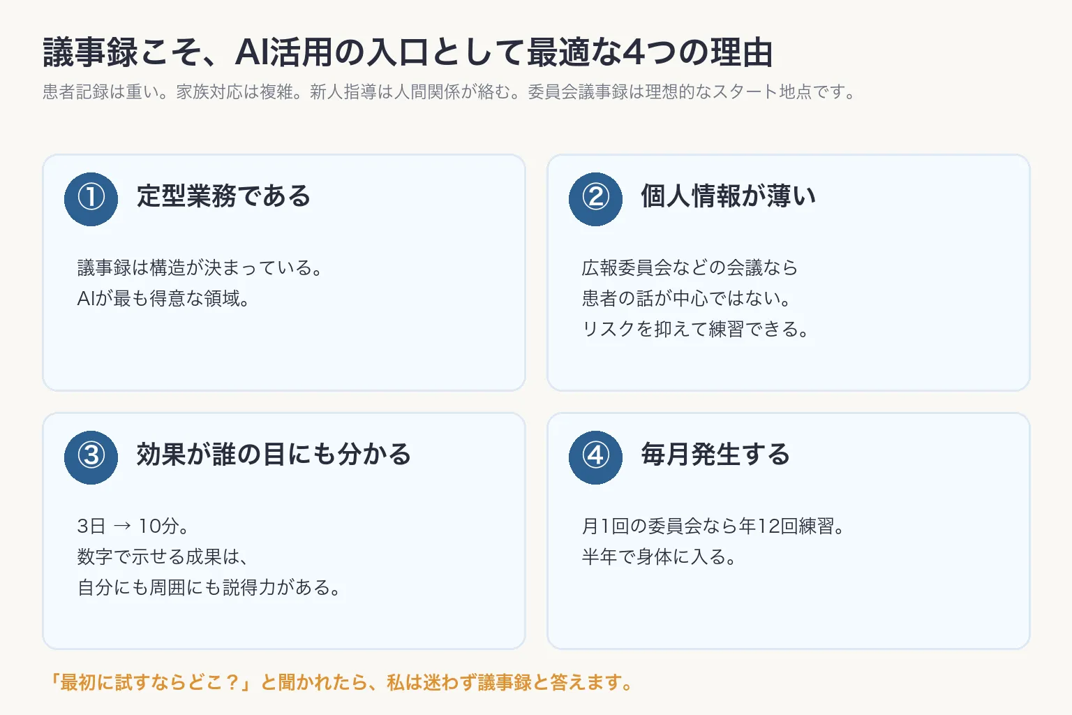 議事録こそAI活用の入口として最適な4つの理由